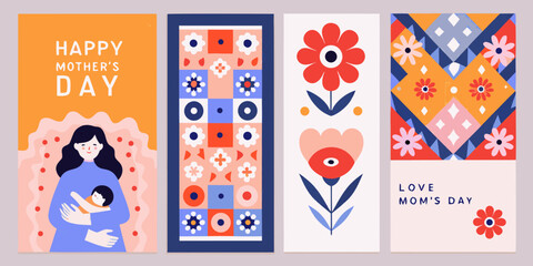 Floral ornaments and mother s day greetings vector illustrations © Achinta