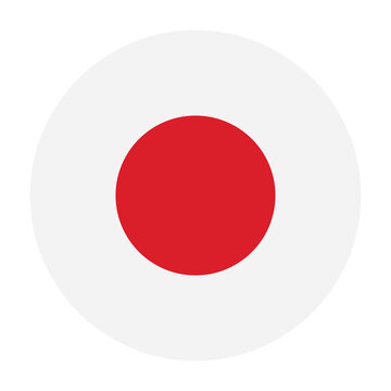 Flag of japan, a national symbol consisting of a red disc representing the sun on a rectangular white field isolated on transparent background