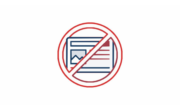 Ad Blocker Linear Icon with Crossed Advertisement Symbol Vector