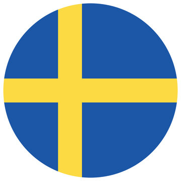 Round icon with the flag of sweden, circular swedish national flag button, vector illustration isolated on transparent background