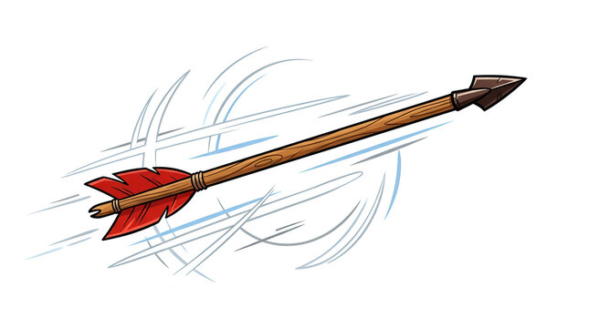 Flecha vector flying wooden archery arrow with motion lines