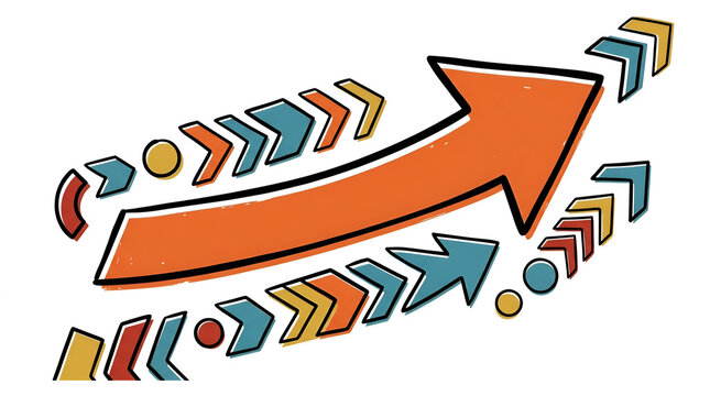 Dynamic flecha vector illustration with colorful rising arrows