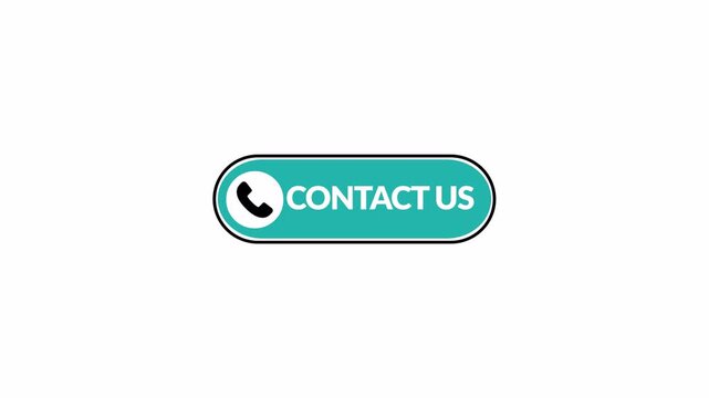 Contact Us Button Animation with Call Icon on Transparent Background, Modern Customer Support Call to Action UI with  Alpha Channel in 4K