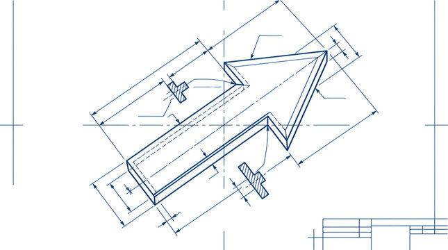 Technical blueprint design of a flecha vector arrow symbol