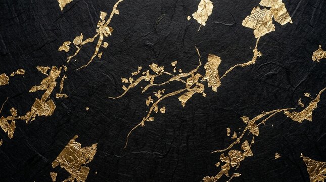 黒和紙と金箔の高級背景（日本・文化・禅）