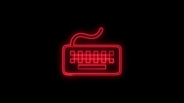Neon frame bright line motion on black background, loop video.
