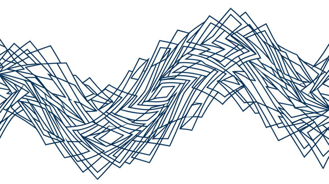 Abstract blue geometric wave pattern with overlapping diamond shapes