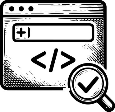 Coding and Web Development Concept with Magnifying Glass and Checkmark.