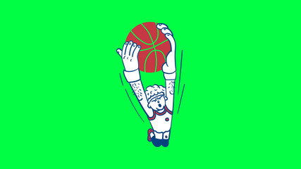 Cartoon basketball player dunking, element on green screen © Rawpixel.com