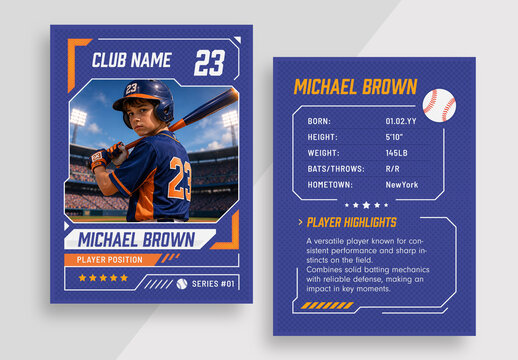 Baseball Trading Card Template Front and Back Layouts