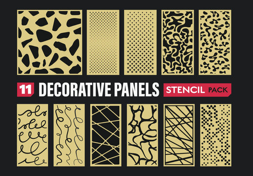Decorative Panel Stencil Templates with Abstract Patterns