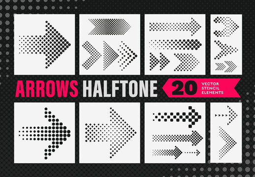 Halftone Arrow Stencil Elements Collection