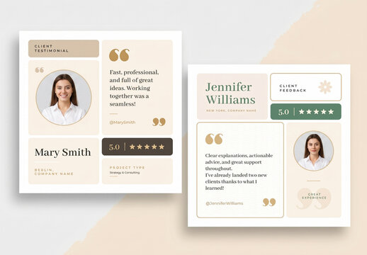Modern Client Testimonial Templates with Elegant Layout