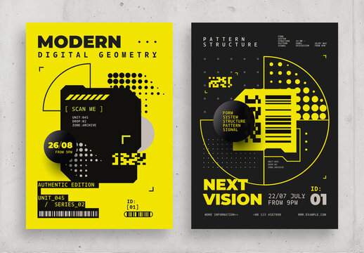 Modern Futuristic Poster Templates with Bold Geometric Compositions