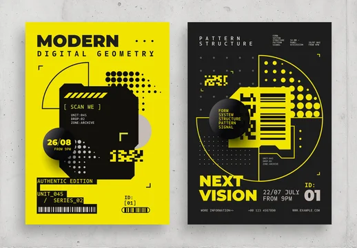 Modern Futuristic Poster Templates with Bold Geometric Compositions