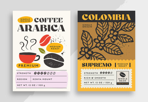Retro Coffee Packaging Label Templates