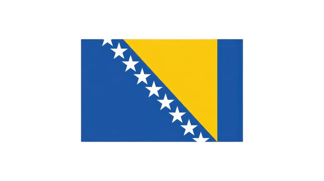 Bosnia and Herzegovina flag with blue field yellow triangle and diagonal white stars representing three peoples diversity Europe and hopes for peaceful shared future

