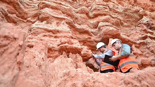 Expert geologists are collaborating to examine the rock layers inside a natural sinkhole.