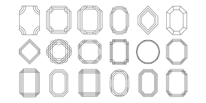 Various geometric frame shapes and frames geometric shapes borders outlines  in white background
