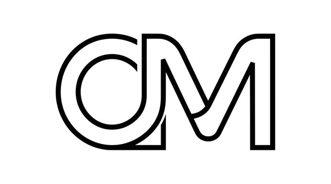 Minimalist monoline interlocking letters c and m logo