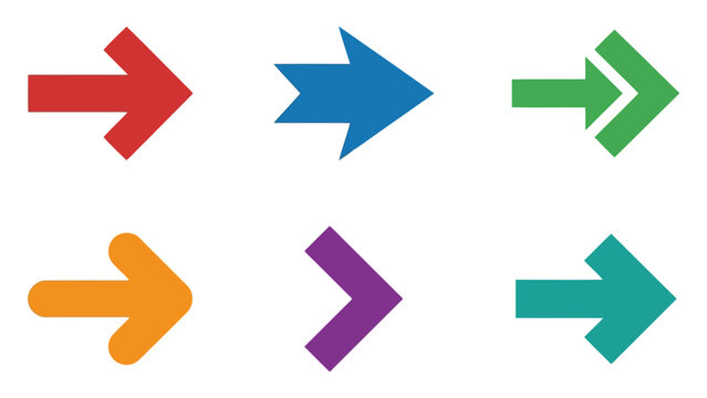 Colorful arrow icons in different directions and styles