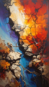 Abismo abstrato com cores quentes