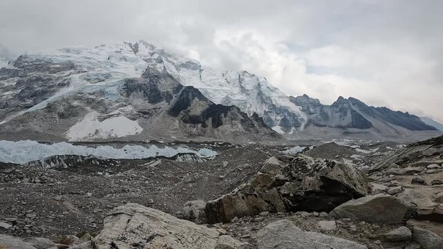 Footage of landscape nearly Everest Base Camp in Nepal. Everest Base Camp Trek is undoubtedly the adventure of a lifetime and one of Nepal's best trekking destination.