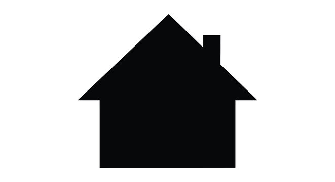 Simple House Shape With Chimney Black Silhouette