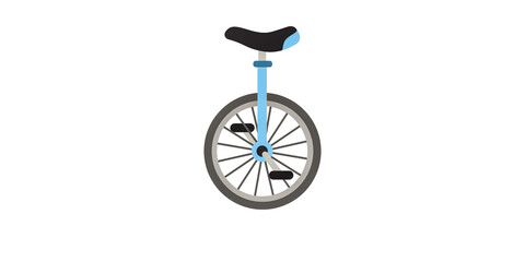 Single Blue Unicycle Wheel Isolated on White Background Minimalist Design Concept © Asim