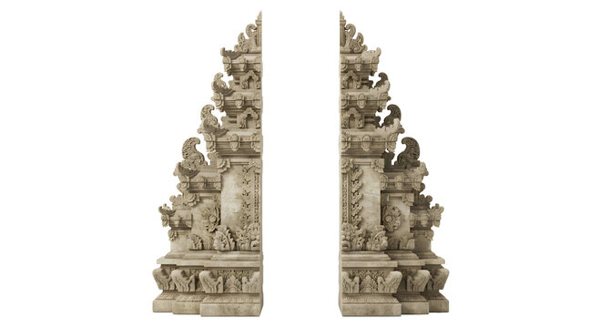 Traditional Balinese Candi Bentar split gate Isolated on transparent background png 