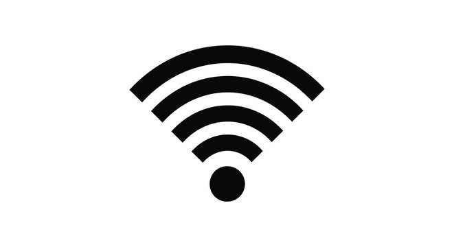 Wireless signal icon black curved lines and dot flat silhouette