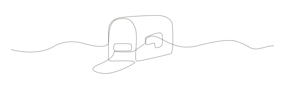 Continuous line style of empty open rural metal mailbox. Suitable for graphic designs.
