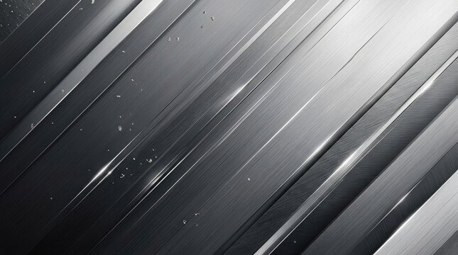 Closeup of sleek metallic brushed steel surface with reflective lines