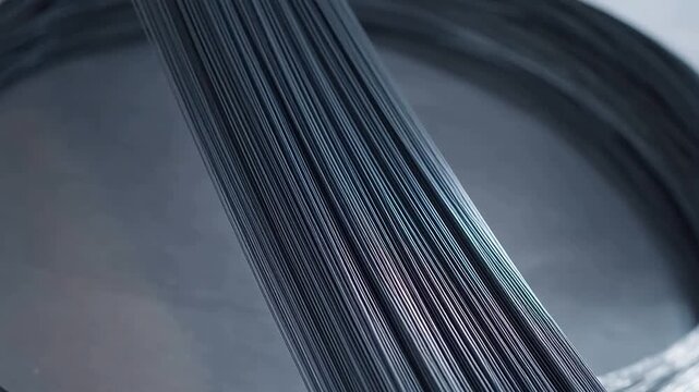 Corrosion-Resistant Basalt Fiber Close-Up With Textured Pulling Motion