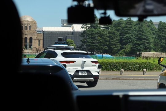 Waymo Self-Driving Robotaxi Vehicle Conducting Autonomous Driving Test on Public Road in Tokyo, Japan, June 17, 2026
