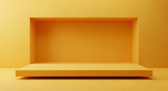 Modern yellow rectangular display stage with alcove