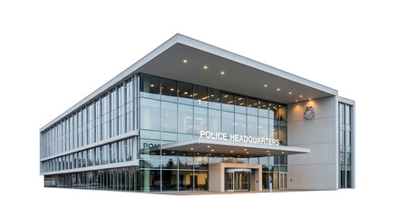 Fototapeta premium Modern office building with sleek glass facade and metal exterior