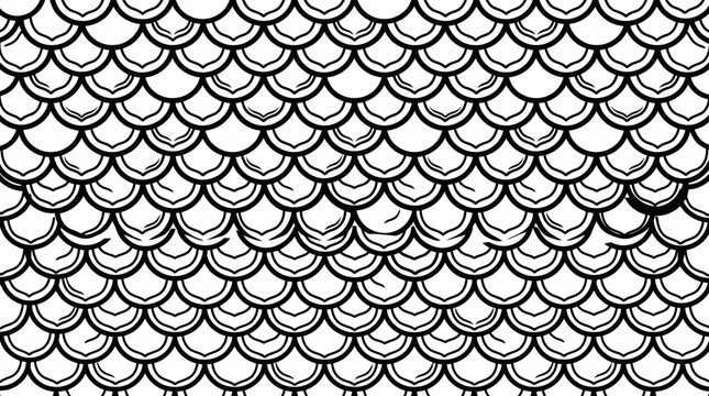 Black and White Fish Scale Pattern Seamless Background Vector Art