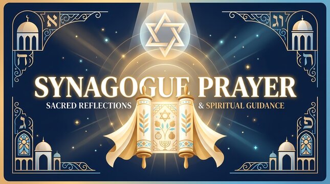 Synagogue prayer and spiritual guidance concept with torah scroll and star of david
