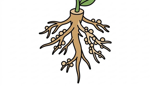 Root structure with nodules and green stem base