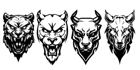 animal beast head silhouette design for mascot or tattoo © Alex