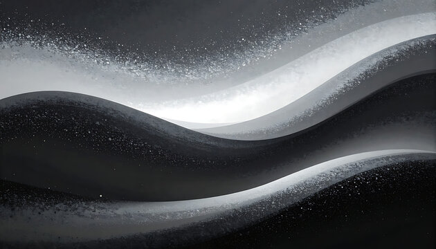 Monochrome abstract flowing waves with subtle grain texture, smooth gradient curves, elegant motion background