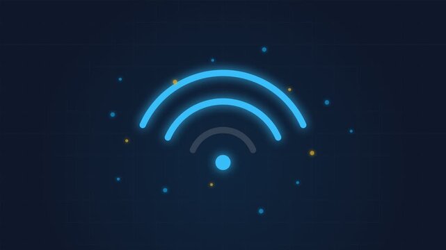 Wifi signal icon with blue light.