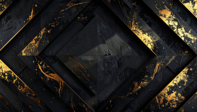 Design geom&eacute;trico abstrato em dourado e preto