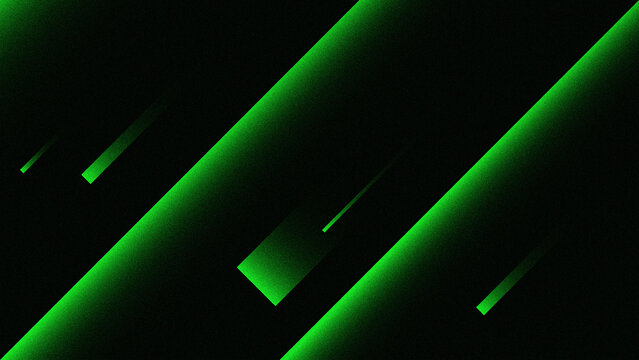 Abstract green glowing light futuristic digital background. Simple geometric rectangle and green lines in grain texture wallpaper.