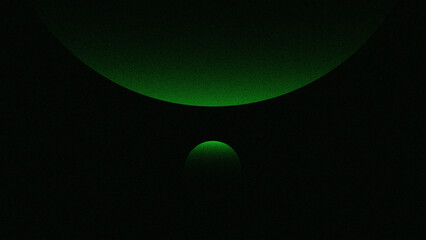 Abstract green Earth planet in space with cosmic light background illustration. simple and minimalist green wallpaper in space theme with grain texture wallpaper. © tsu