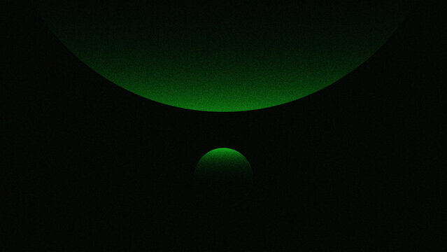 Abstract green Earth planet in space with cosmic light background illustration. simple and minimalist green wallpaper in space theme with grain texture wallpaper.