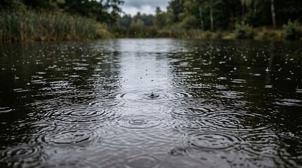 Fototapeta premium Water ripples on serene lake.