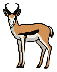 Fototapeta premium Springbok Front View Flat Vector Illustration. Generative AI