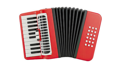 Red accordion musical instrument isolated on transparent background © Muhammad